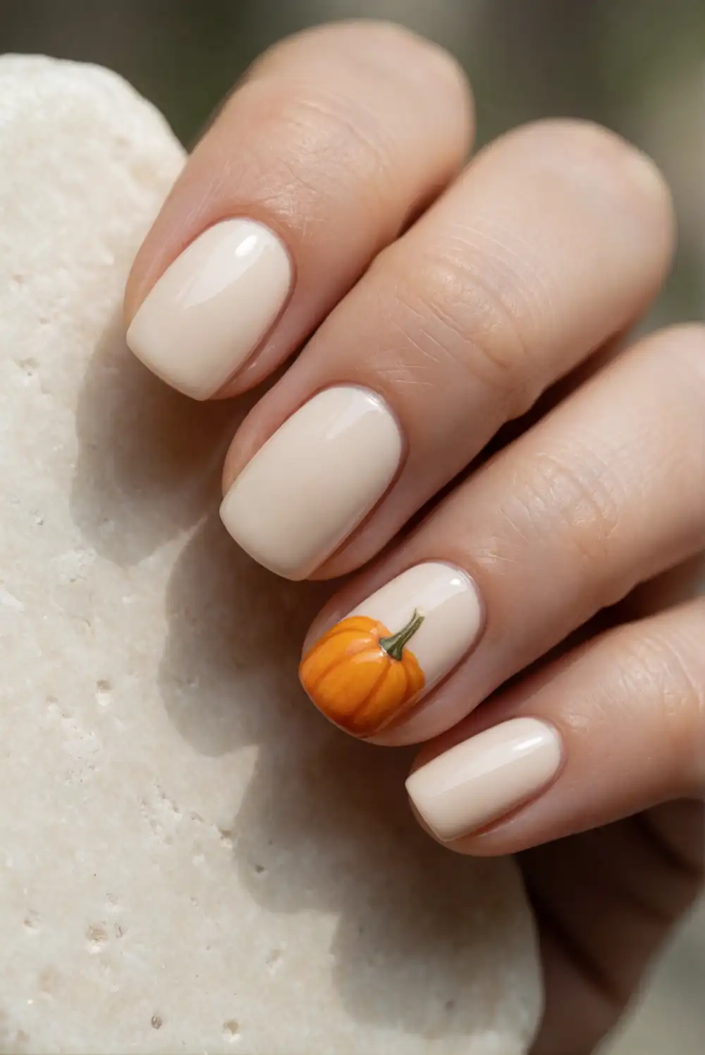 Tiny Pumpkin Accent Nails