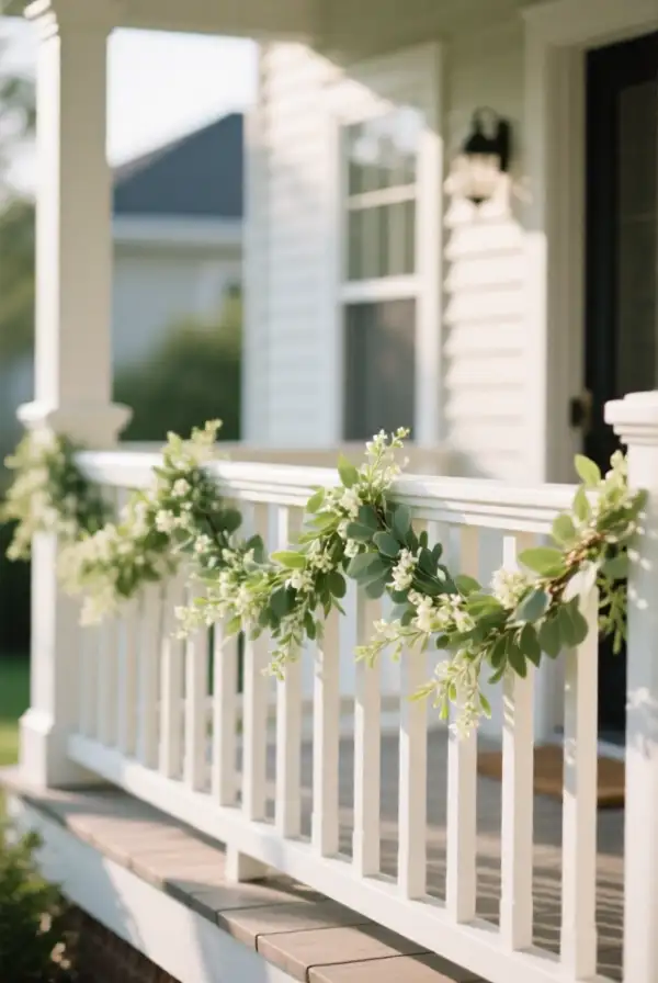 Try a Neutral Spring Garland on the Railing