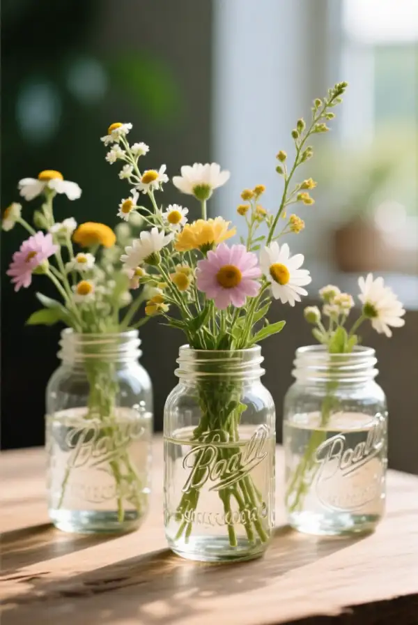 Upcycled Glass Jar Vases