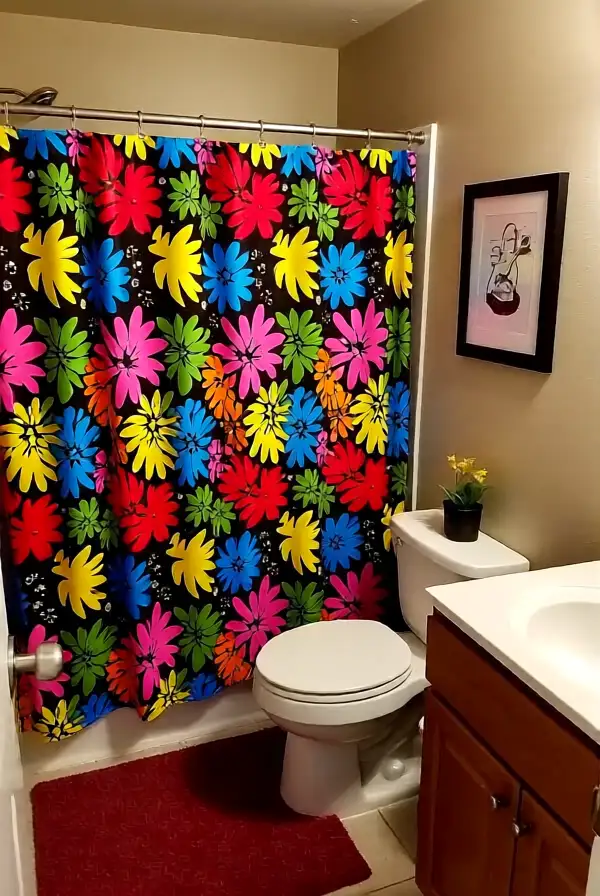 Use a Colorful Shower Curtain