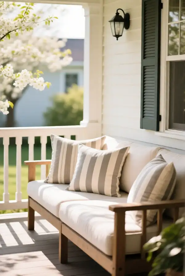 Use Outdoor Pillows in Soft Stripes