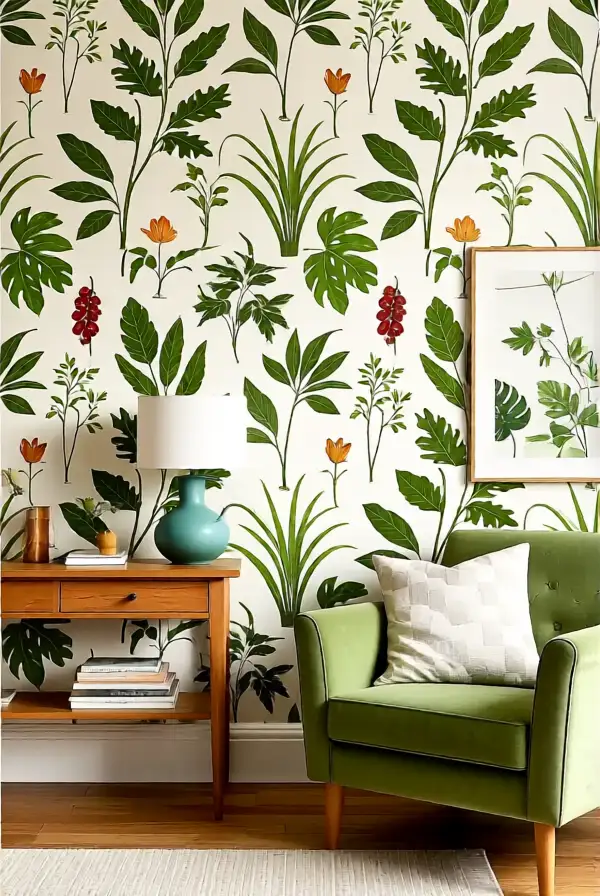 Using Botanical-Themed Wallpaper