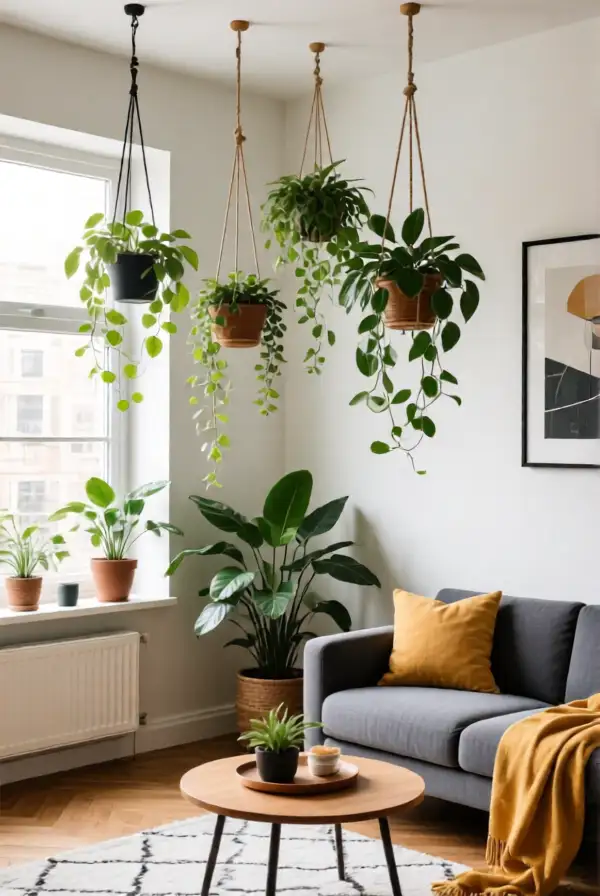 Using Hanging Plants to Save Space