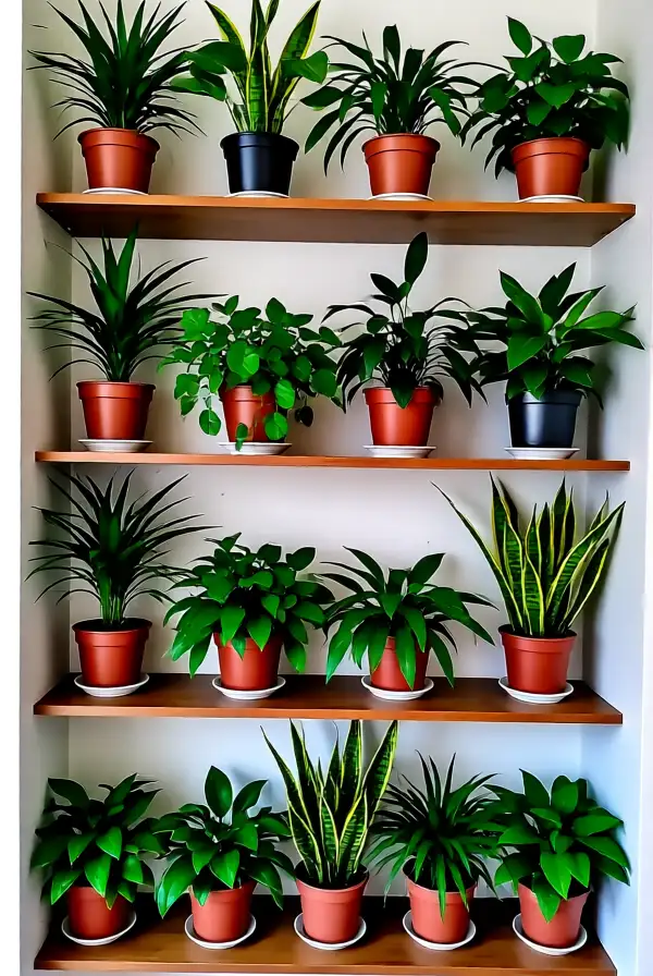 Utilizing Shelves for Vertical Plant Displays