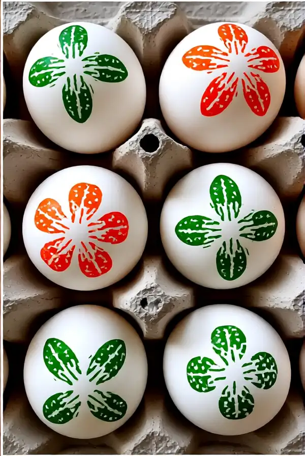 Vegetable Stamped Easter Eggs