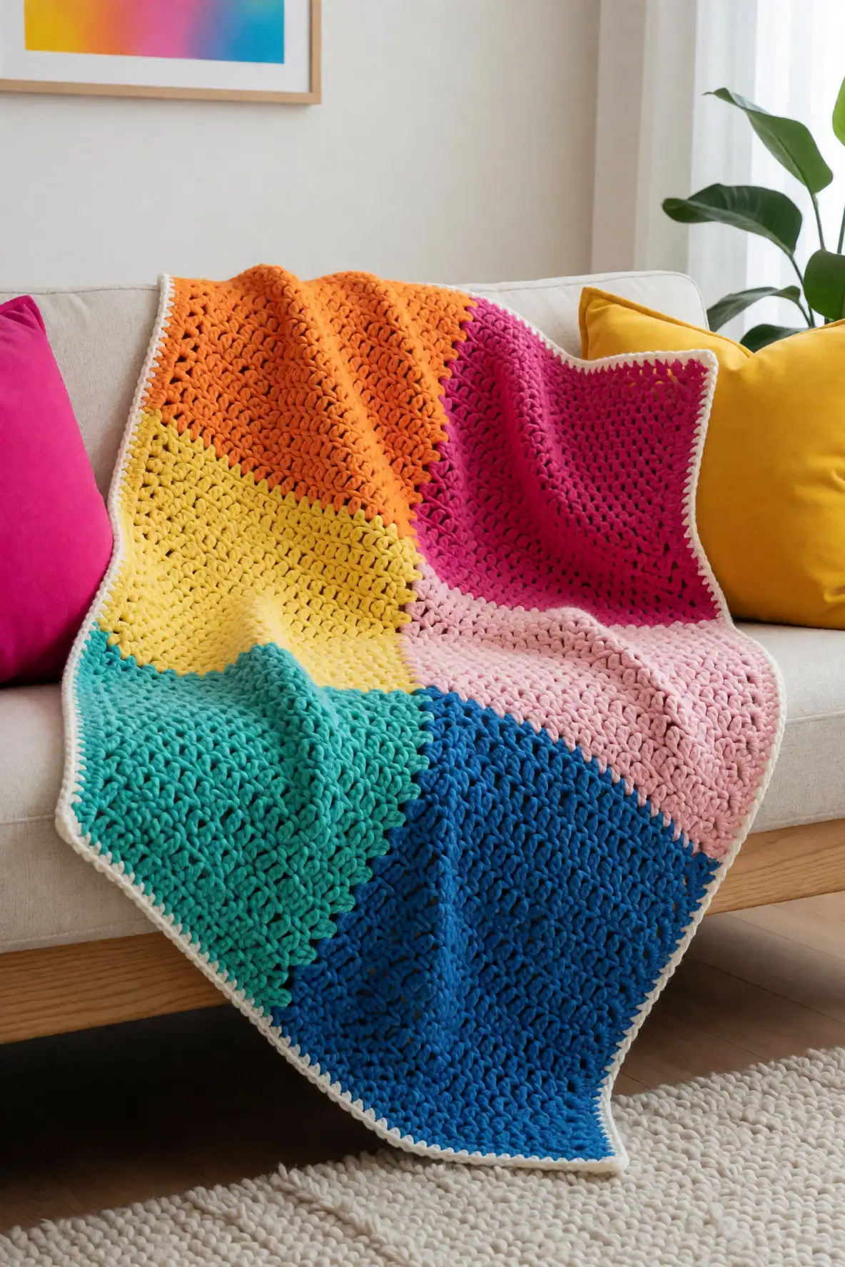 Vibrant Color Block Blankets