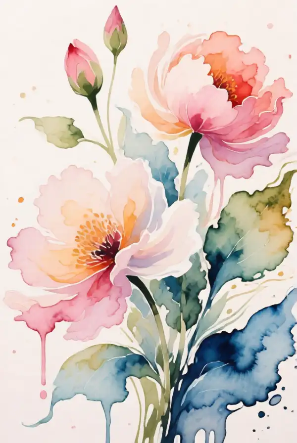 7. Watercolor Effect Flowers