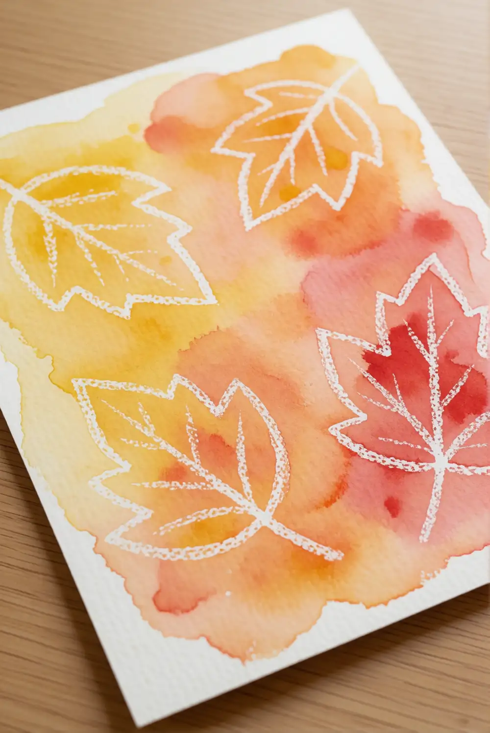 Watercolor Resist Autumn Leaves