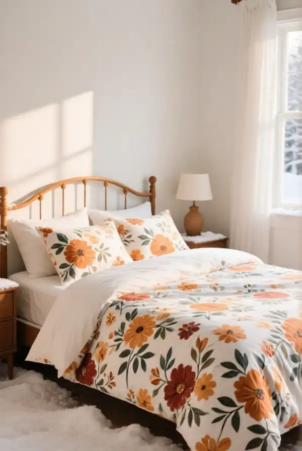 Winter Floral Bedding for a Cozy Retreat