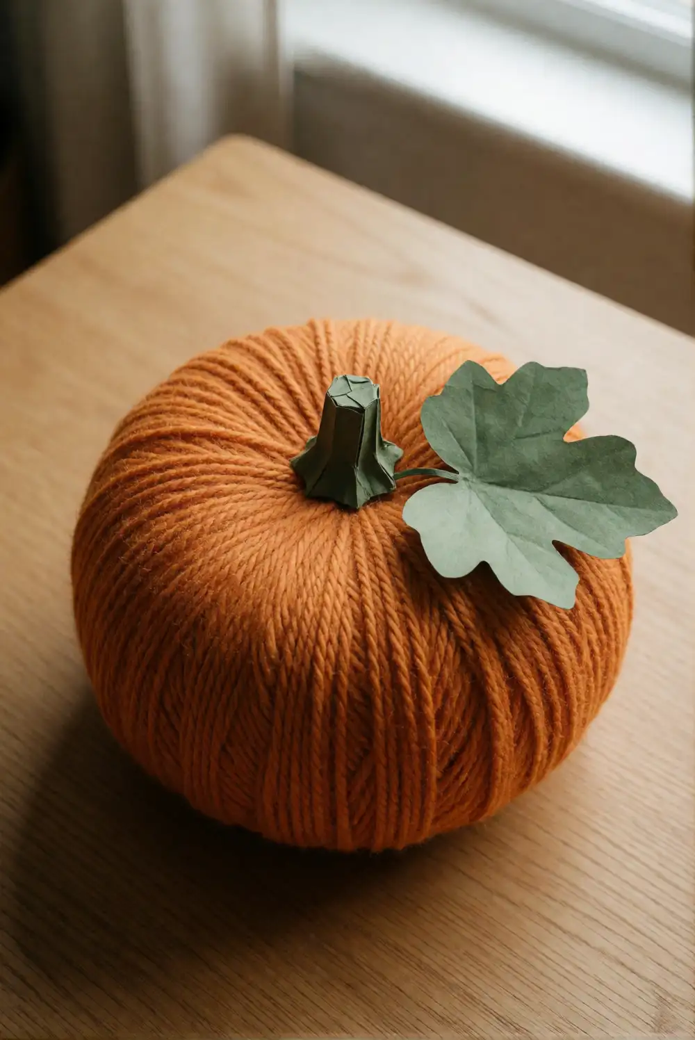 Yarn-Wrapped Cardboard Pumpkin